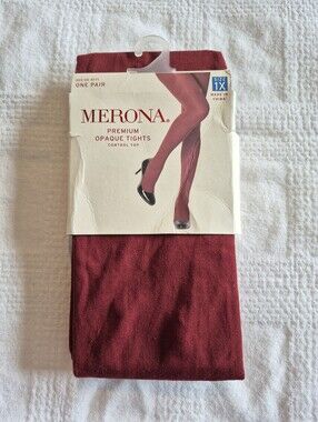 Merona 1X premium opaque tights control top deep burgundy New